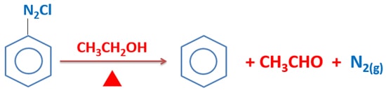 Benzene diazonium chloride and ethanol reaction